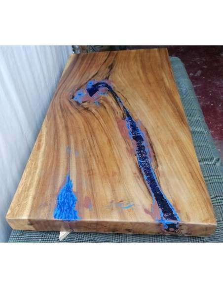 Piano in legno top massello suar o noce indiano e resina per bagno cm 100x50x6h tavola D1