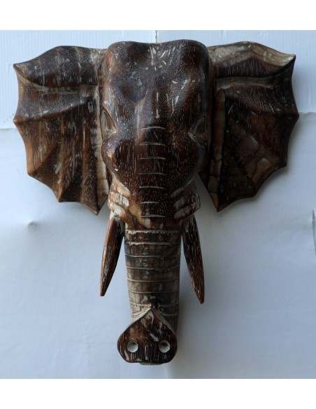 Testa in legno di Elefante sacro Induista cm 30x30x15h Budda