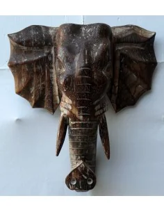 Testa in legno di Elefante sacro Induista cm 30x30x15h Budda 2
