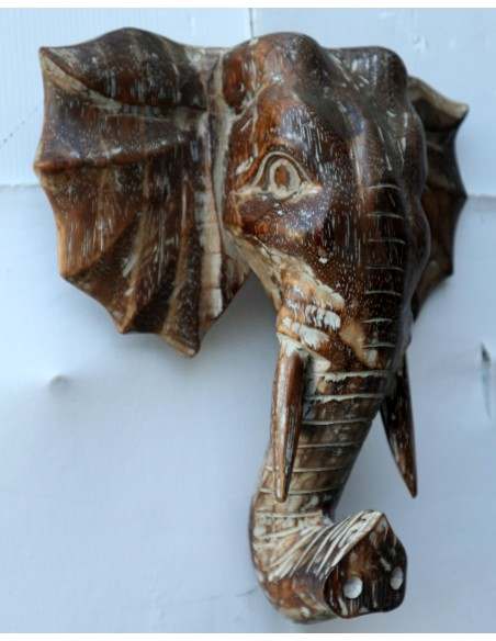Testa in legno di Elefante sacro Induista cm 30x30x15h Budda
