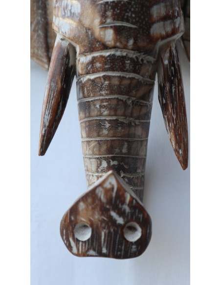 Testa in legno di Elefante sacro Induista cm 30x30x15h Budda