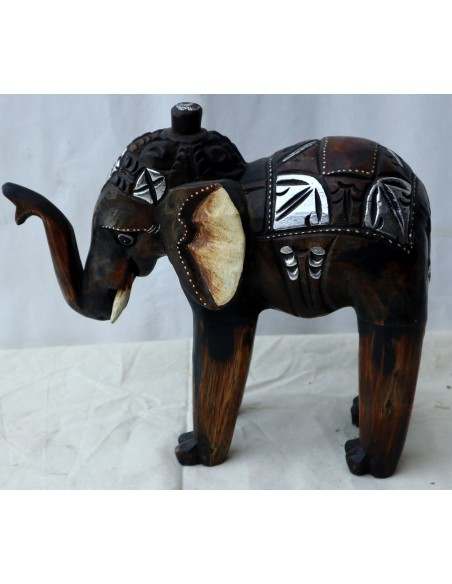 Elefante in legno creato e dipinto a mano sacro Induista cm 30x12x26h Budda