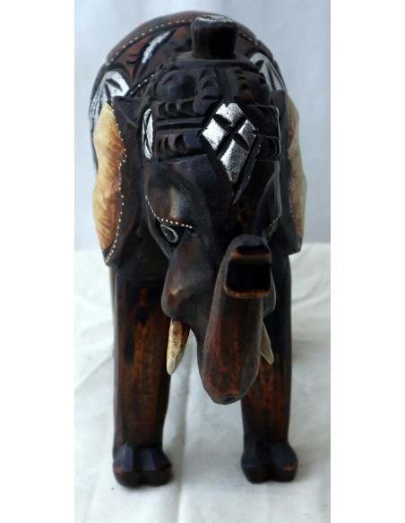 Elefante in legno creato e dipinto a mano sacro Induista cm 30x12x26h Budda