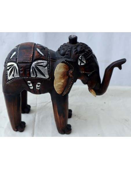 Elefante in legno creato e dipinto a mano sacro Induista cm 30x12x26h Budda