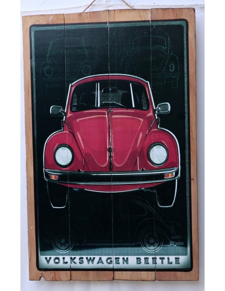 Pannello in legno del mitico Maggiolone Maggiolino VW volkswagen cm 60x40