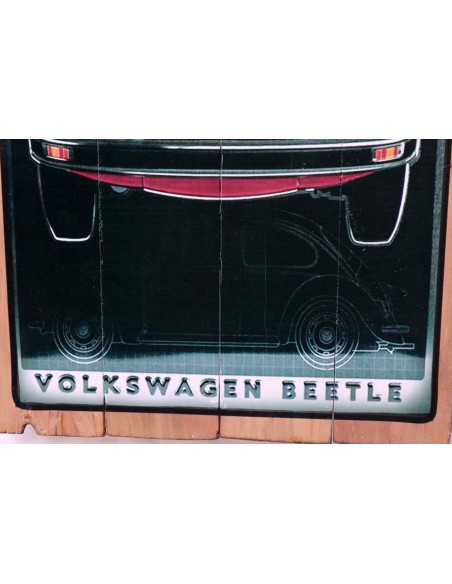 Pannello in legno del mitico Maggiolone Maggiolino VW volkswagen cm 60x40