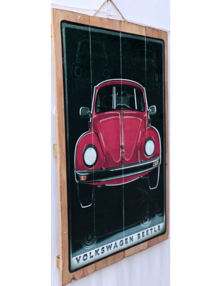 Pannello in legno del mitico Maggiolone Maggiolino VW volkswagen cm 60x40