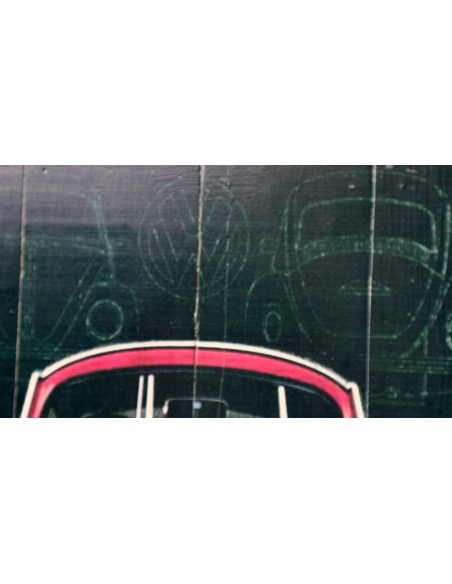 Pannello in legno del mitico Maggiolone Maggiolino VW volkswagen cm 60x40