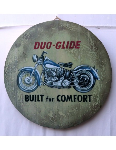 Pannello decorativo in legno rappresentante Duo Glide di Harley Davidson un mito cm 58 H D
