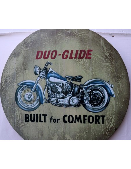 Pannello decorativo in legno rappresentante Duo Glide di Harley Davidson un mito cm 58 H D