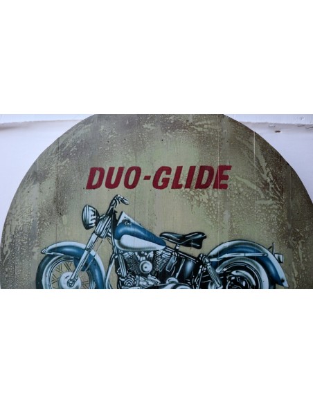 Pannello decorativo in legno rappresentante Duo Glide di Harley Davidson un mito cm 58 H D