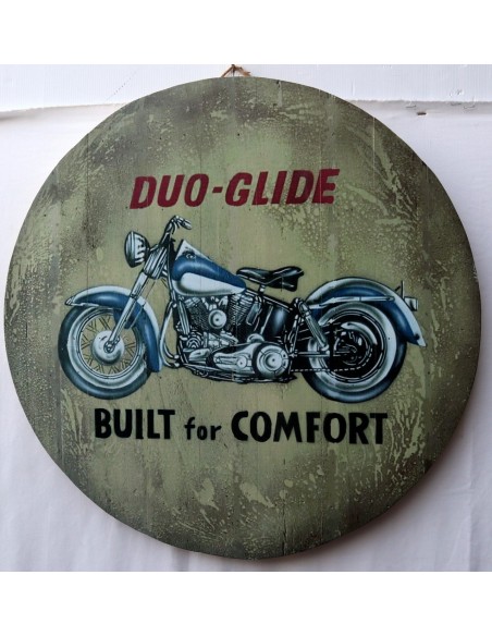 Pannello decorativo in legno rappresentante Duo Glide di Harley Davidson un mito cm 58 H D
