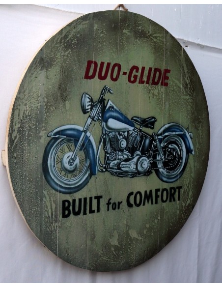 Pannello decorativo in legno rappresentante Duo Glide di Harley Davidson un mito cm 58 H D