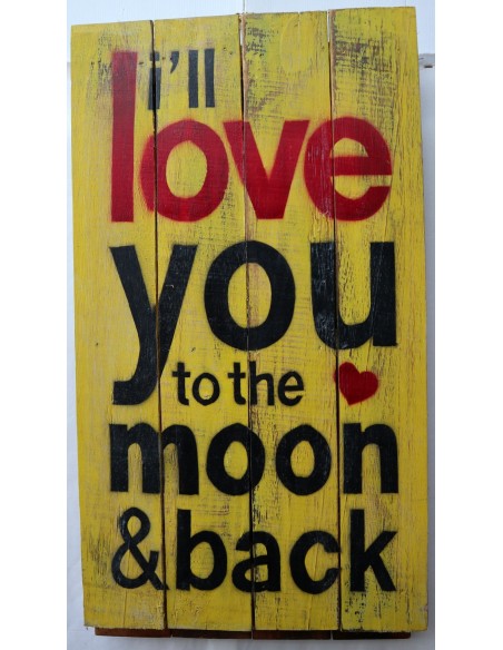Pannello decorativo in legno ideale per B&B birreria bar locale "Love You " cm 70x40