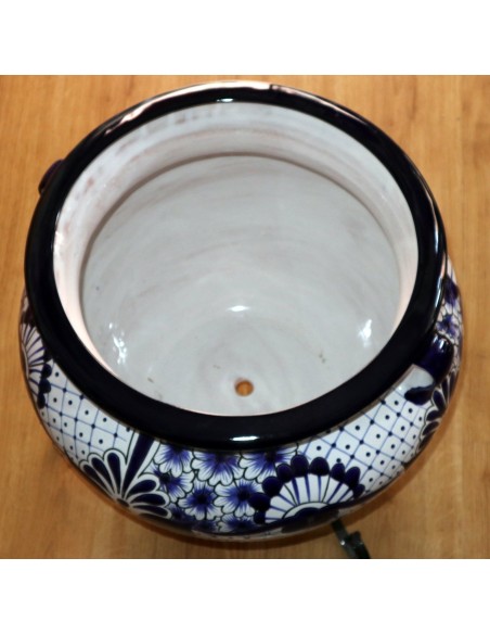 Vaso in ceramica Messicana realizzata e dipinto a mano cm 48x35 floreale blu