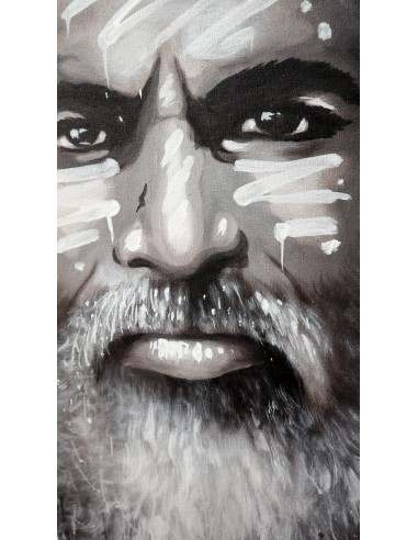 Quadro dipinto pop art vecchio saggio Indiano...