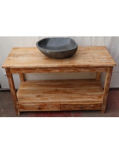 Mobile bagno in Teak massello bianco decapato cm... 2