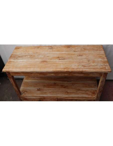 Mobile bagno in Teak massello bianco decapato cm 120x50x75h con cassetti e ripiano o porta Tv