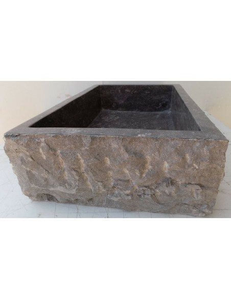 Lavandino in marmo grigio nero regolare cm 60x40x17 lavabo bocciardato