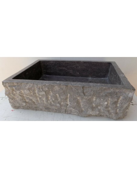 Lavandino in marmo grigio nero regolare cm 60x40x17 lavabo bocciardato