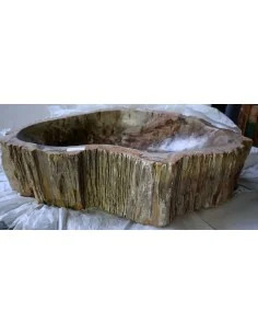 Lavandino in pietra di legno fossile cm 64x42x15 lavabo... 2