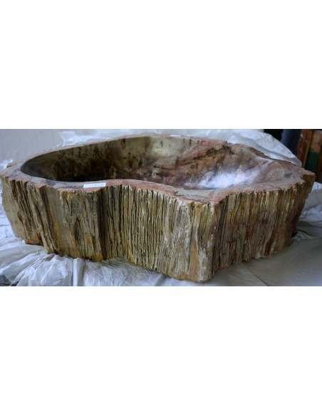 Lavandino in pietra di legno fossile cm 64x42x15 lavabo sink fossili nero marrone