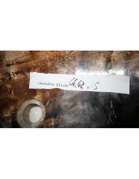 Lavandino in pietra di legno fossile cm 64x42x15 lavabo sink fossili nero marrone