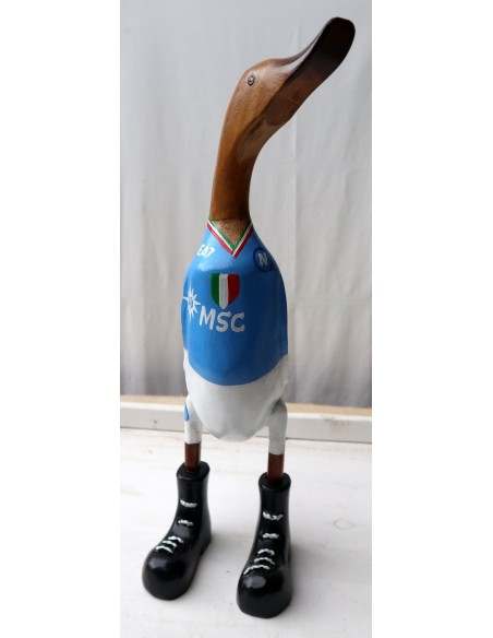 Papera calcio Napoli oca football team in legno azzurri gadget squadra calcio 2023/24