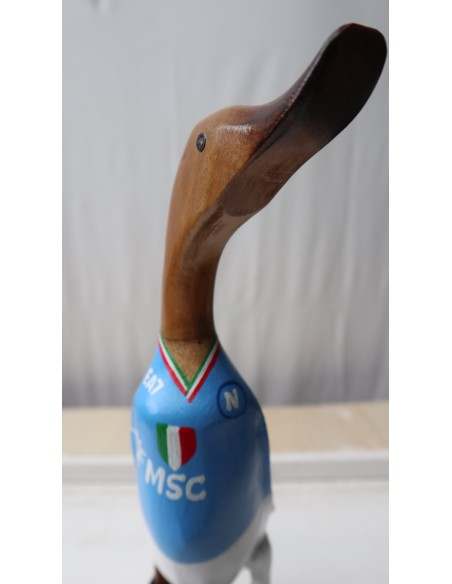Papera calcio Napoli oca football team in legno azzurri gadget squadra calcio 2023/24