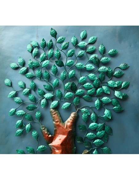 quadro dipinto in metallo Albero della vita cm 100x100