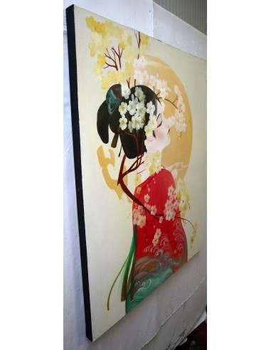 Quadro dipinto in stile giapponese geisha...