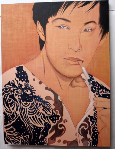 Quadro dipinto in stile giapponese antico...