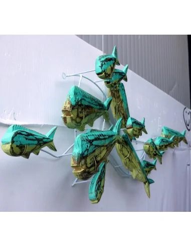 Pannello marino in metallo e legno pesci...