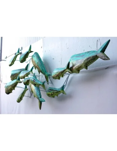 Pannello marino in metallo e legno pesci...
