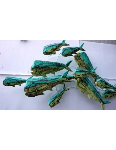 Pannello marino in metallo e legno pesci...