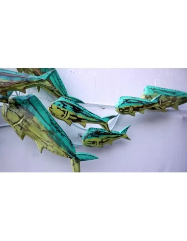 Pannello marino in metallo e legno pesci...