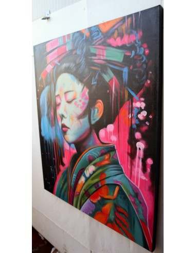 Quadro dipinto in stile giapponese geisha...