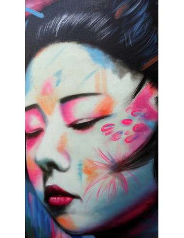 Quadro dipinto in stile giapponese geisha...