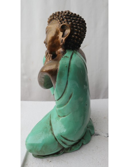 Buddha relax in resina veste color TURCHESE realizzato a mano cm 21x12x27 h sx