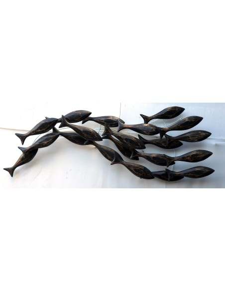 Pannello marino in metallo e legno pesci cm 120x45x10 marino pesci