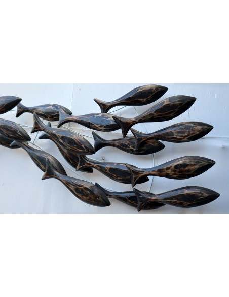 Pannello marino in metallo e legno pesci cm 120x45x10 marino pesci