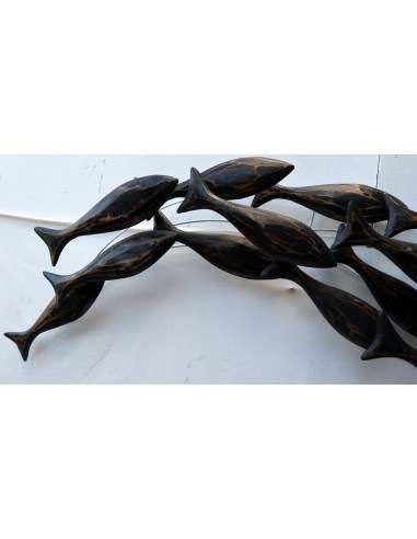 Pannello marino in metallo e legno pesci cm...