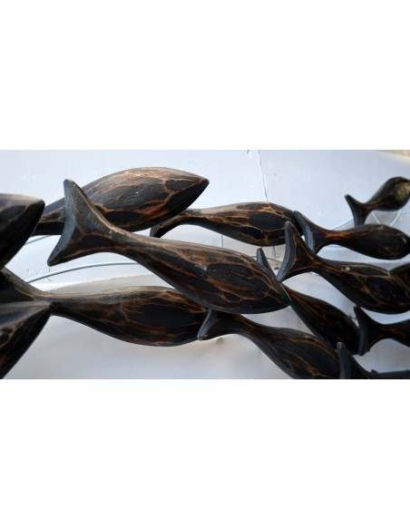 Pannello marino in metallo e legno pesci cm 120x45x10 marino pesci