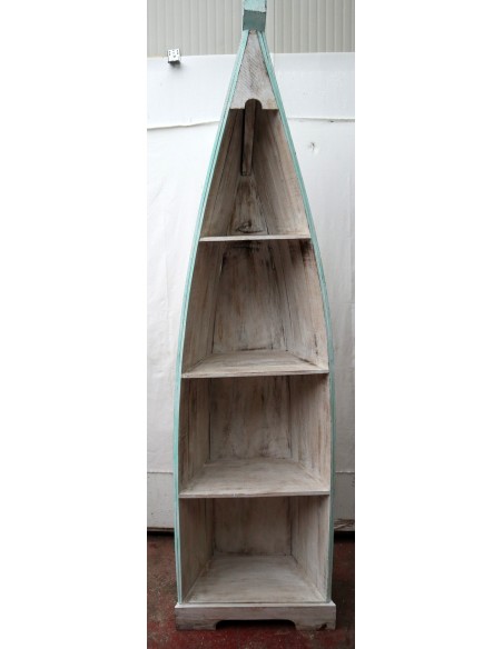Libreria a forma di barca cm 205h in albesia 4 ripiani verde acqua