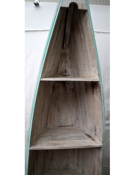 Libreria a forma di barca cm 205h in albesia 4 ripiani verde acqua