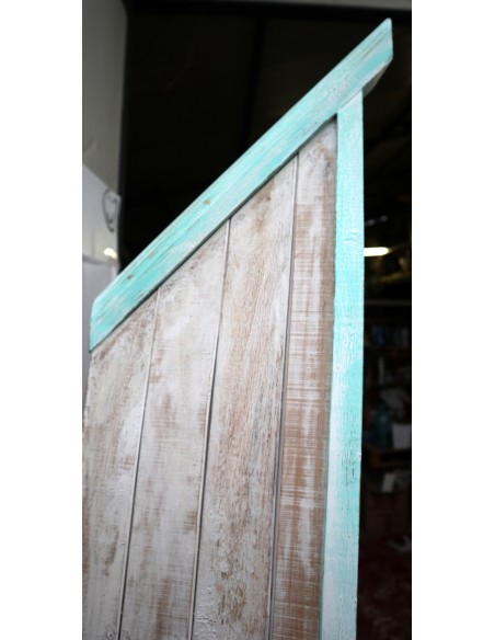 Libreria a forma di barca cm 205h in albesia 4 ripiani verde acqua