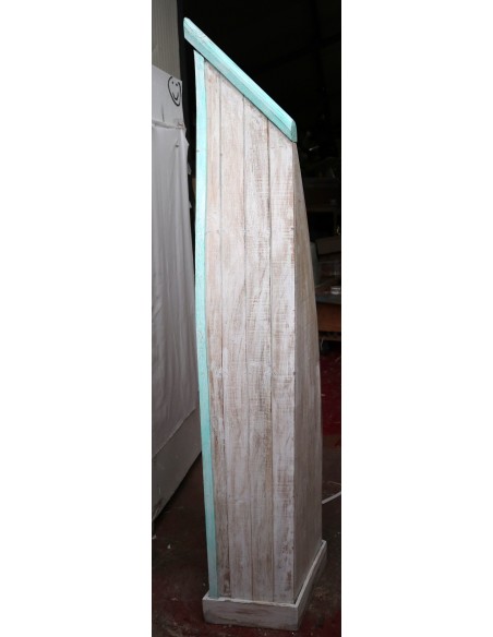 Libreria a forma di barca cm 205h in albesia 4 ripiani verde acqua