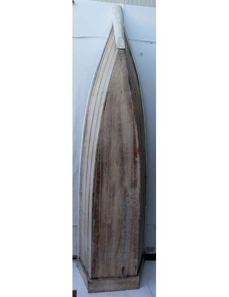 Libreria a forma di barca cm 205h in albesia 4 ripiani bianca decapata