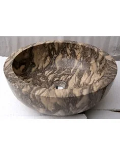 Lavandino in marmo maculato nero e crema cm 40x40x15...