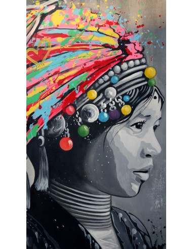 quadro volto di ragazza con turbante in tela...